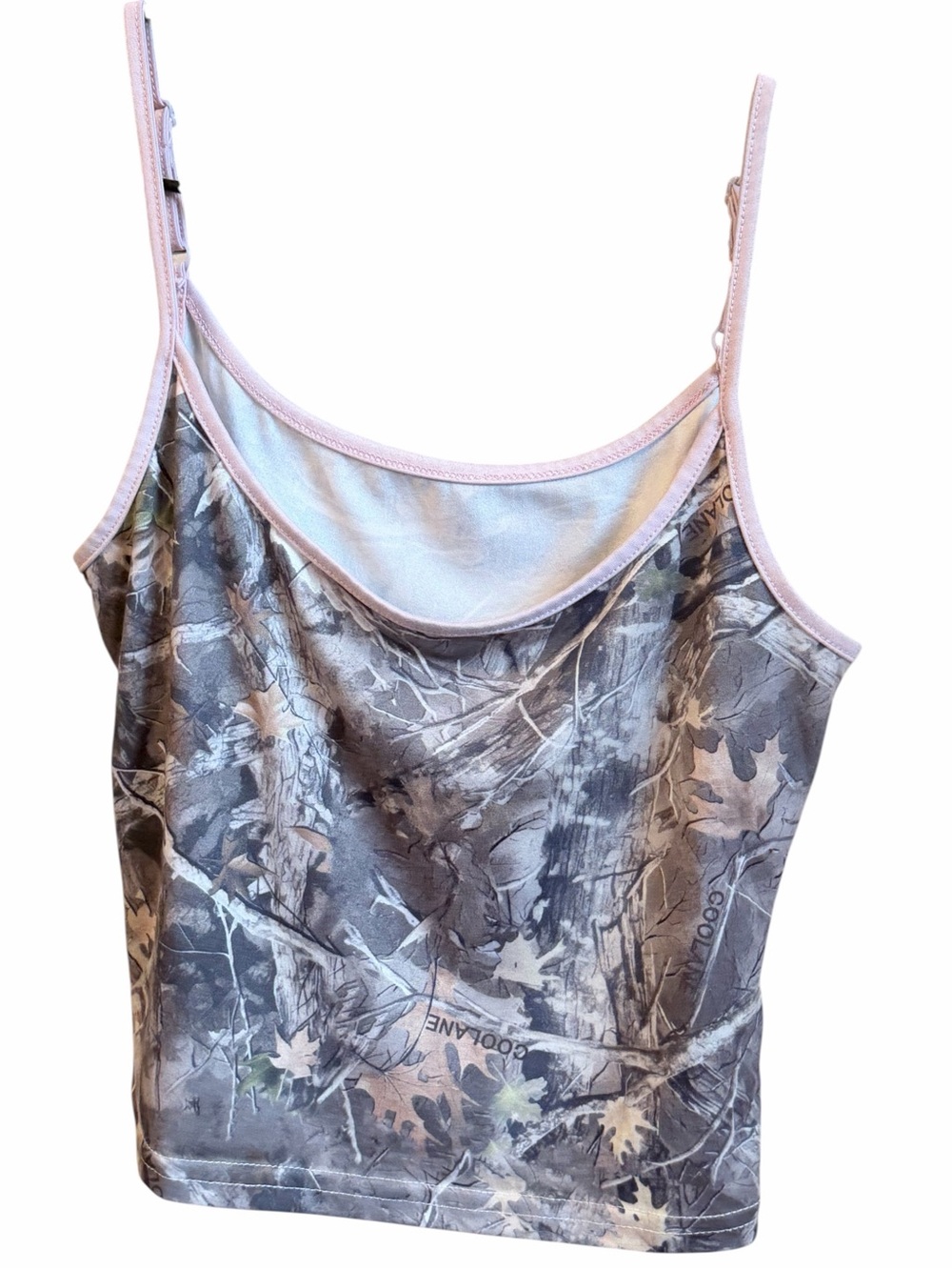 Coolane Woman’s Y2K Streetwear Style Camo Print Cami Tank Top Camisole Pink Trim